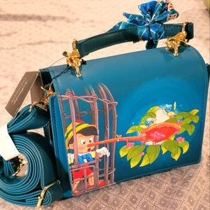 Brand new NWT Loungefly purse Pinocchio teal Jiminy Cricket